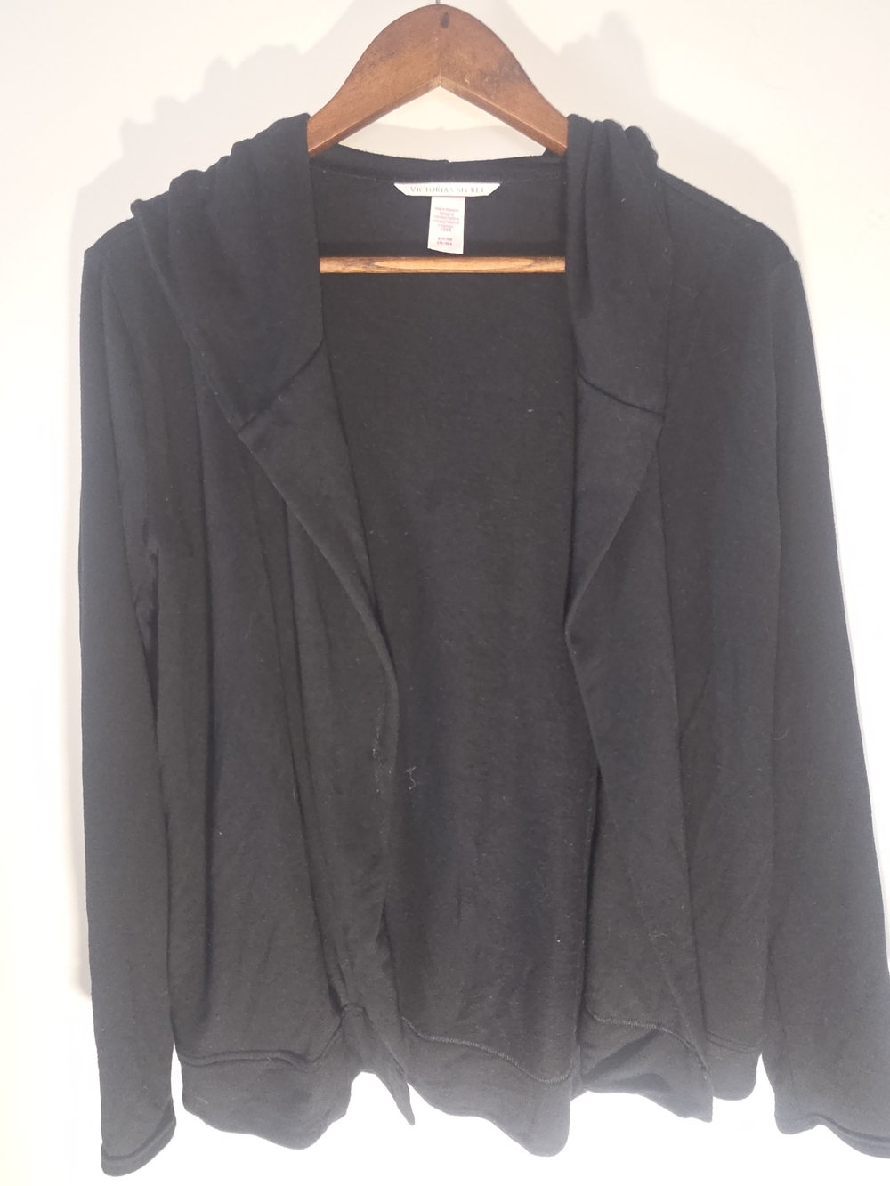 Victoria's Secret Black Hooded Open-Front Cardigan